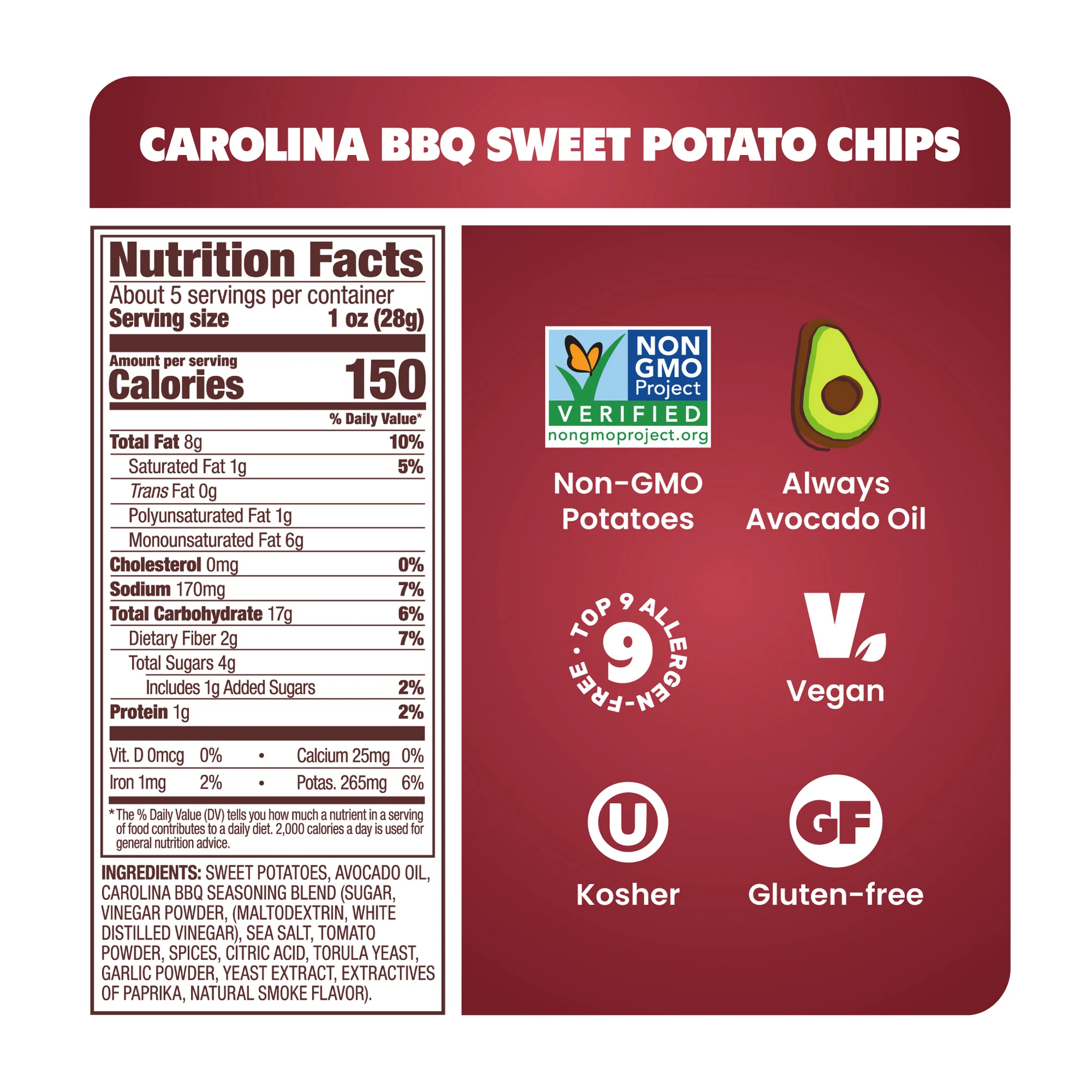 Sweet Potato Chips (Chips de Batata) en Aceite de Aguacate BBQ Carolina - Jackson's - Image 2